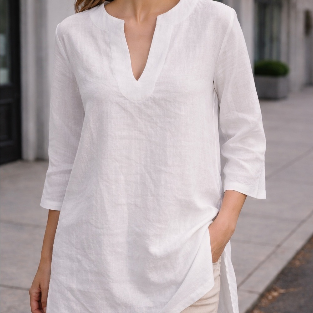 Banana Republic White Linen Tunic Top